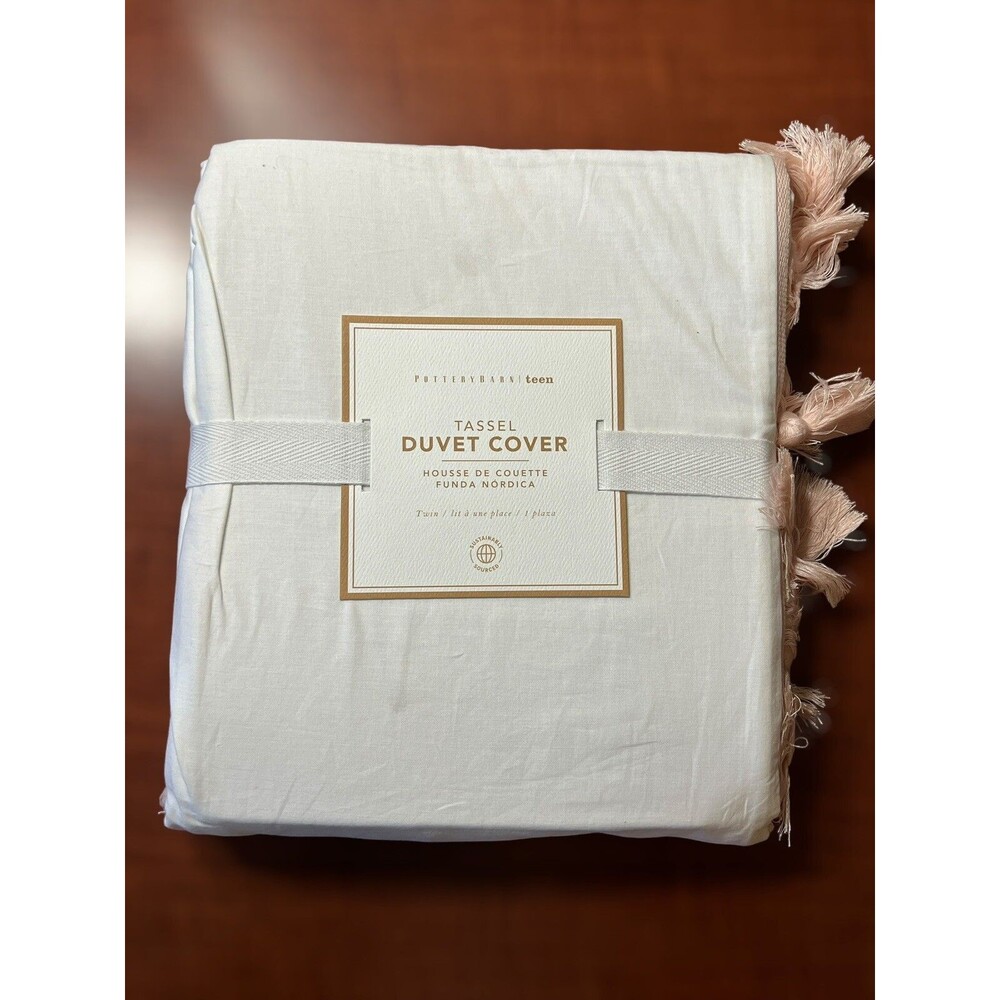 Pottery Barn Teen Tassel Duvet Cover Twin Quartz Blush Pink Cotton New